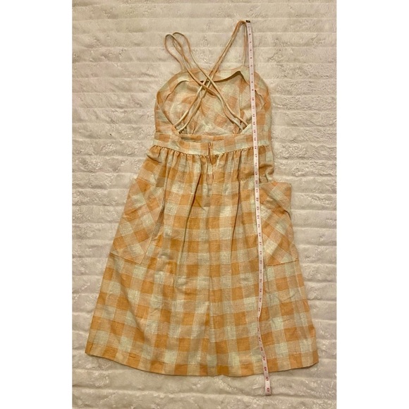 Beautiful Vintage Peach and Cream Linen Gingham Dress - Picture 6 of 7